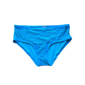 Aerie 
Women's bikini bottoms midi rise blue
Medium 
Made in China 
95% Nylon, 5